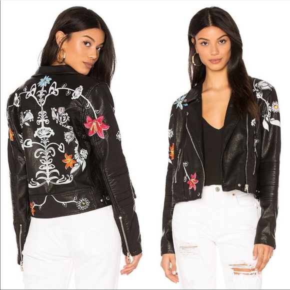 Blank NYC Jackets & Coats Blank Nyc Embroidered Faux Leather Jacket